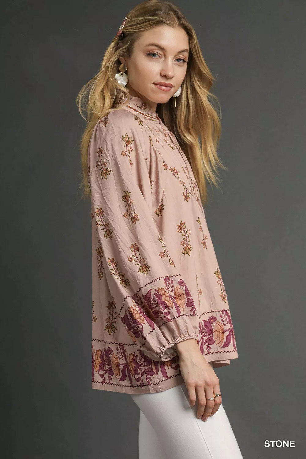 Floral Boho Peasant Blouse, image 2