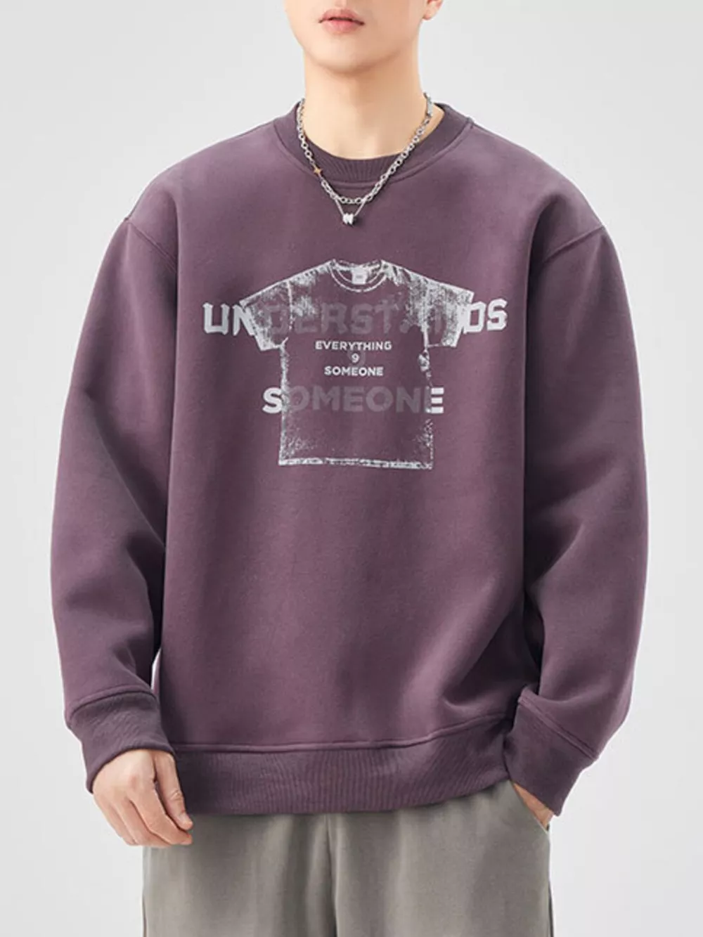 Men's Plus Size Graphic Crew Neck Sweatshirt, image 9