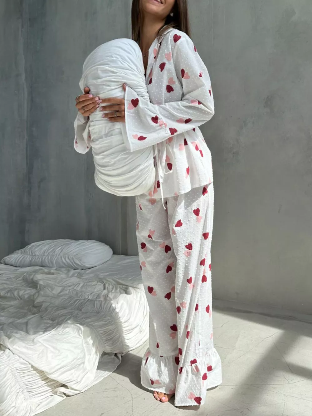 Heart Print Long Sleeve and Pants Lounge Set, image 10