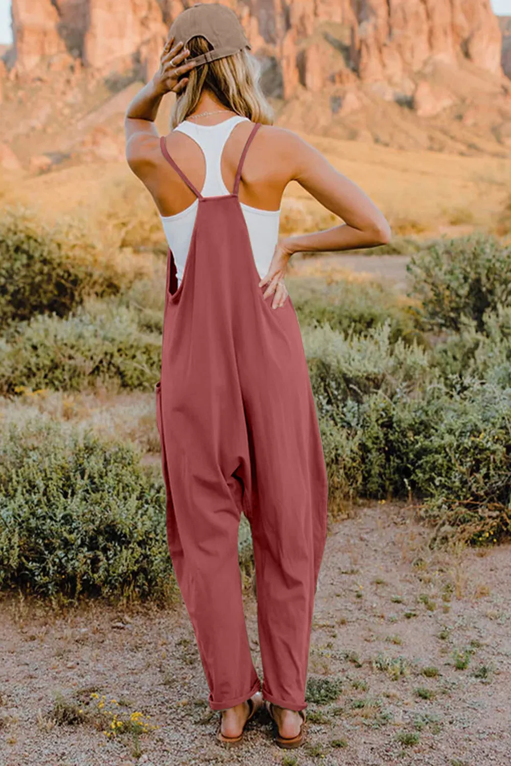 Full Size V-Neck Sleeveless Jumpsuit with Pockets, image 21