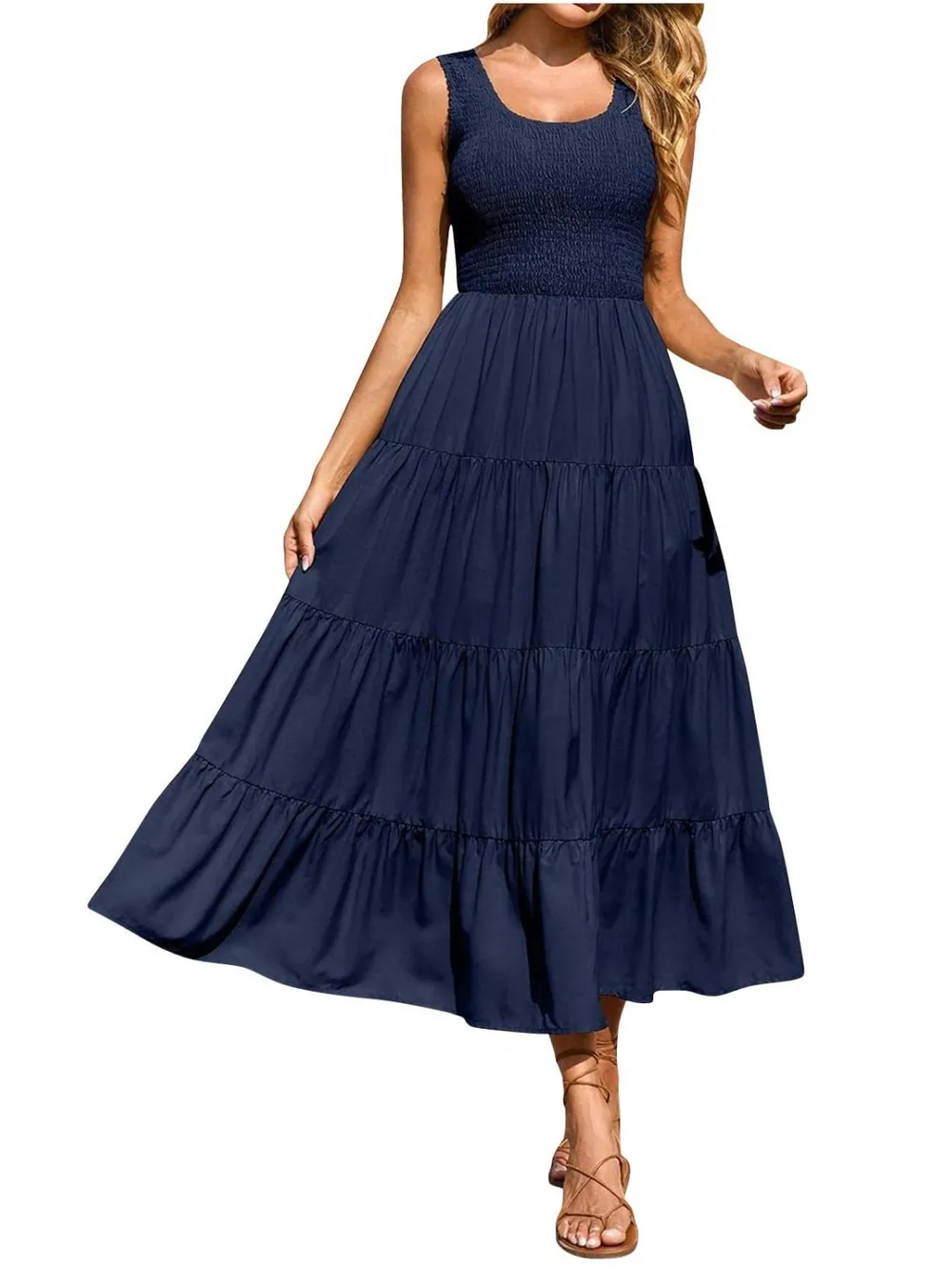 Tiered Smocked Wide Strap Dress, image 29