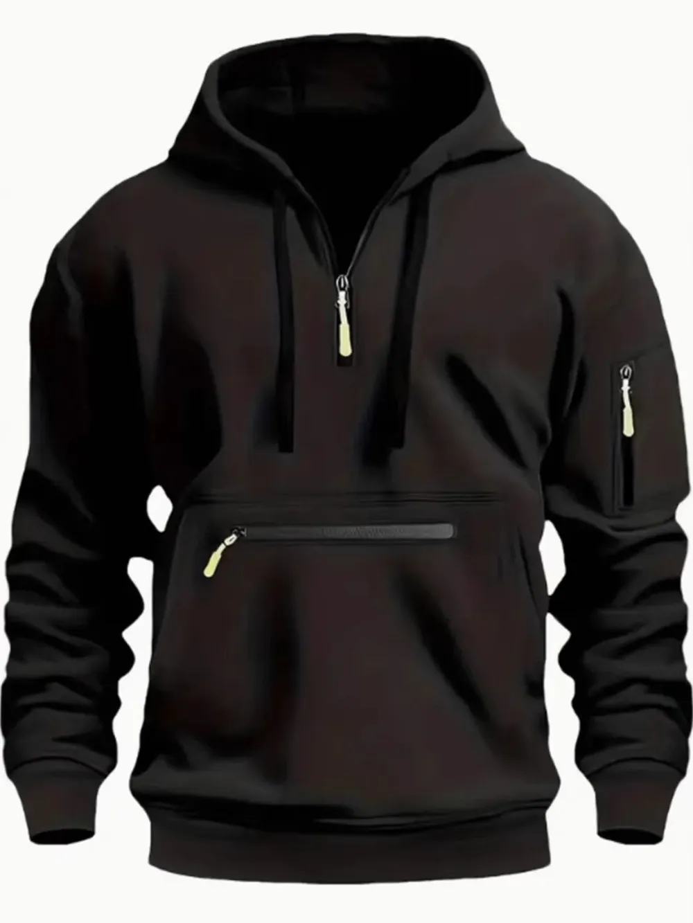 Men's Full Size Half Zip Long Sleeve Hoodie Plus Size