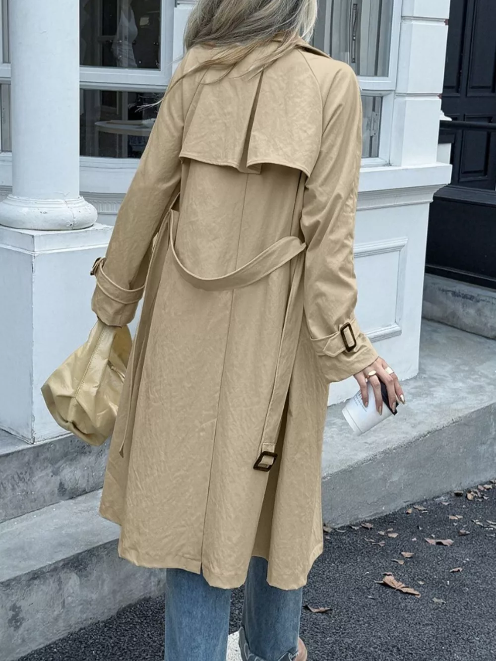 Double-Breasted Belted Trench Coat, image 9