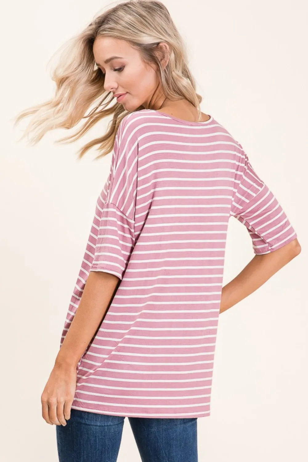 Striped Round Neck Half Sleeve T-Shirt, image 4