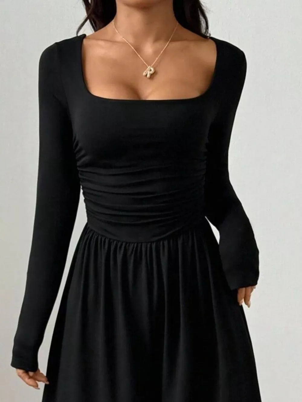 Ruched Square Neck Wide-Leg Jumpsuit, image 2