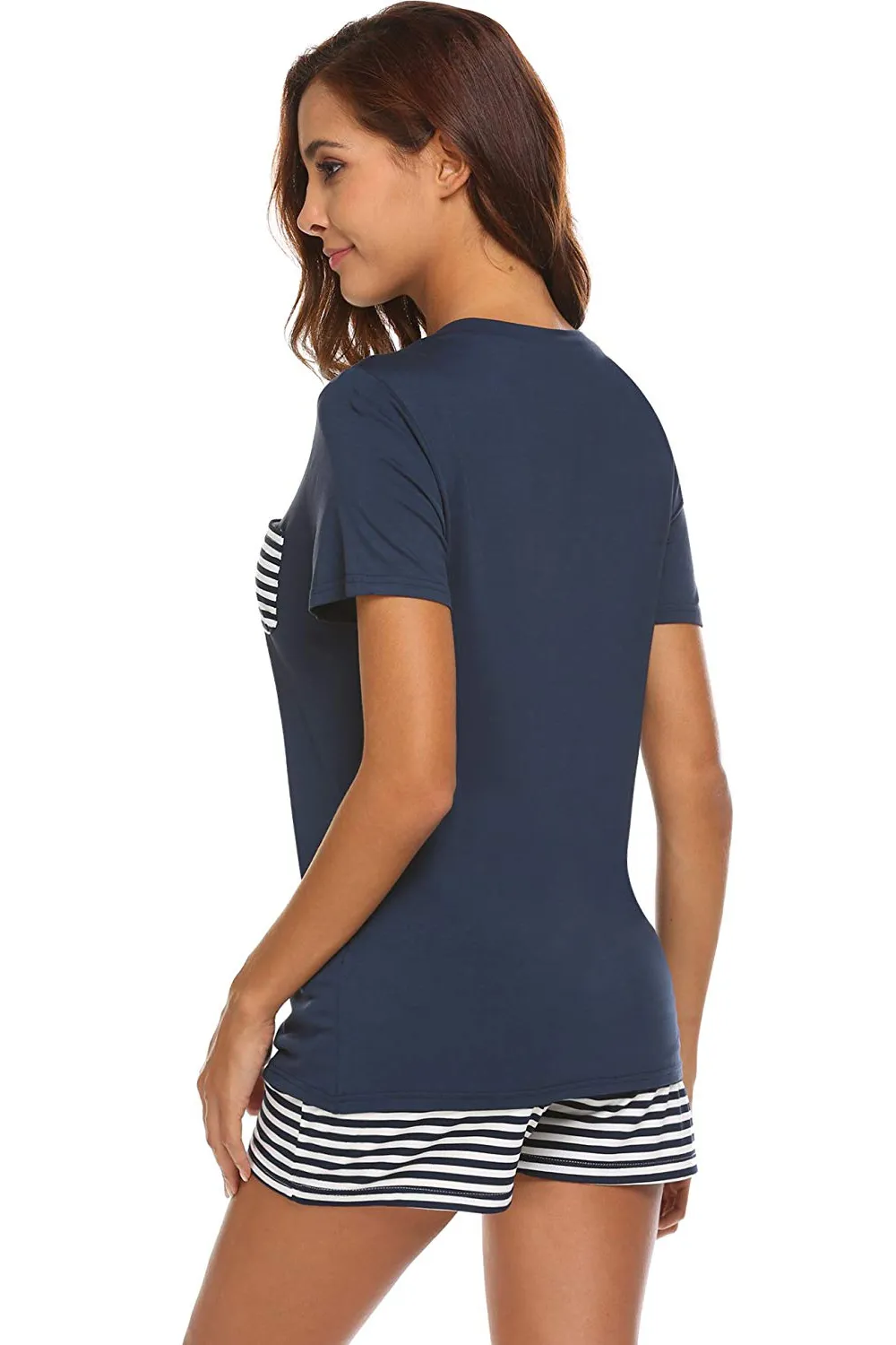 Striped Short Sleeve Top and Shorts Lounge Set, image 22
