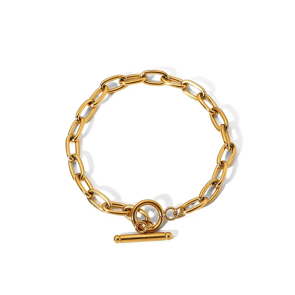 18K Gold-Plated Stainless Steel Toggle Chain Bracelet, image 5