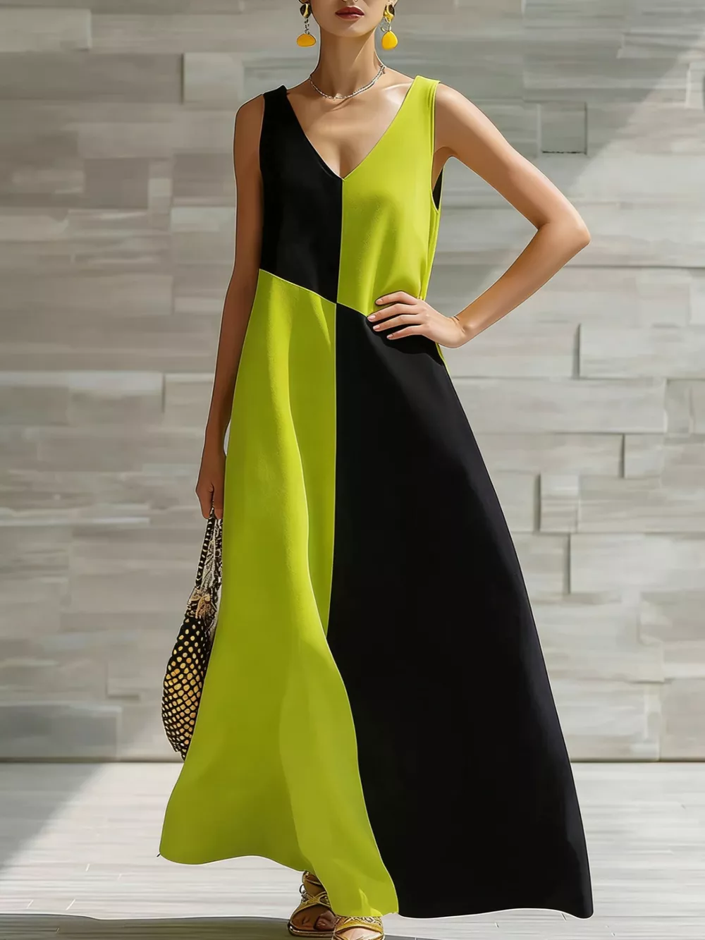 Color Block Sleeveless Maxi Dress, image 7