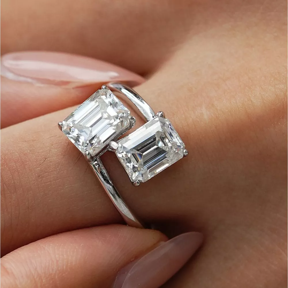 2 Carat Moissanite 925 Sterling Silver Bypass Ring, image 4