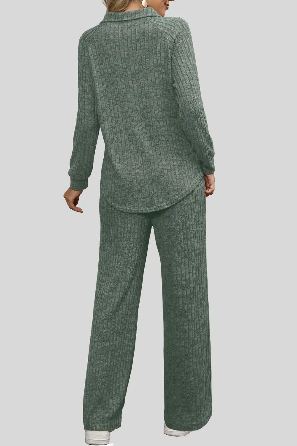 Ribbed Long Sleeve Top and Pocketed Pants Set, image 26