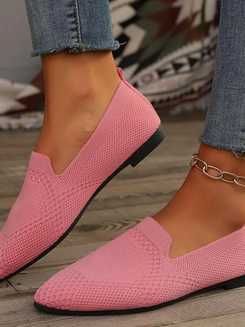 Point Toe Mesh Flats Slip-Ons, image 4