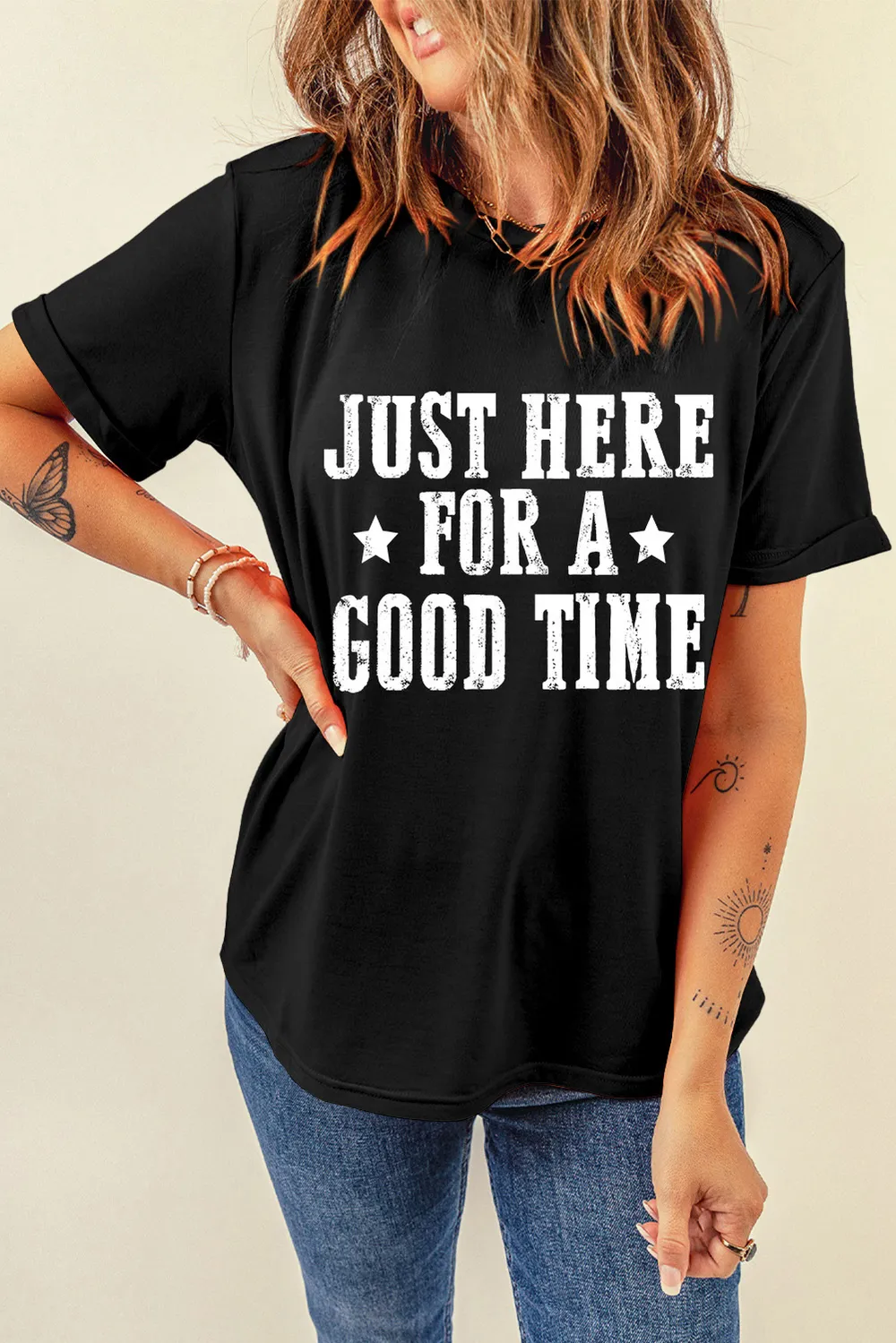 Letter Graphic Round Neck Short Sleeve T-Shirt, image 4