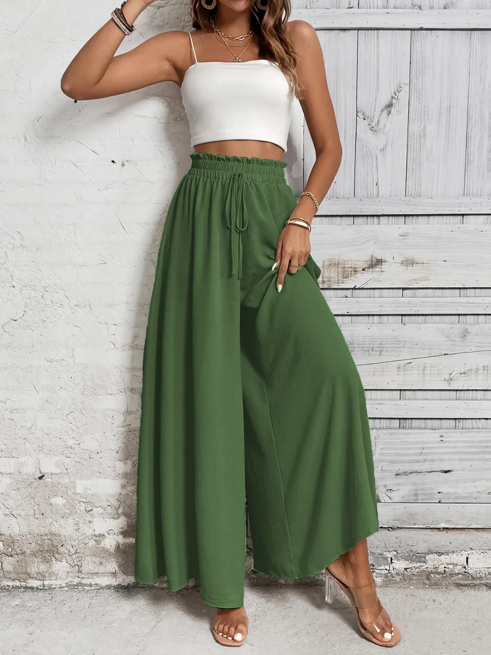 Tied High Waist Wide Leg Pants, image 21
