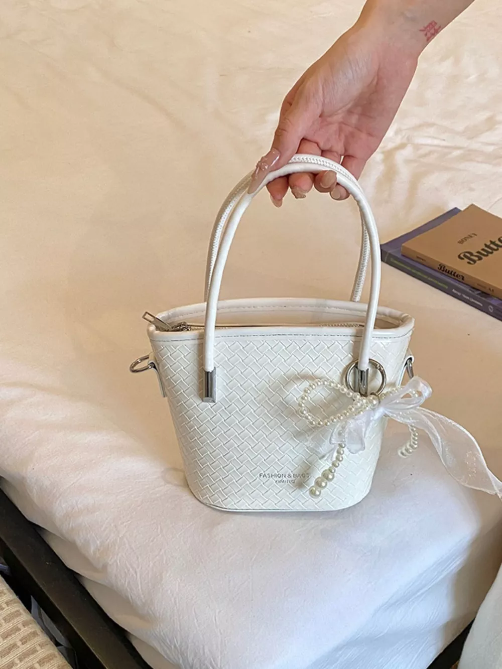 Textured Bucket Crossbody Bag, image 8