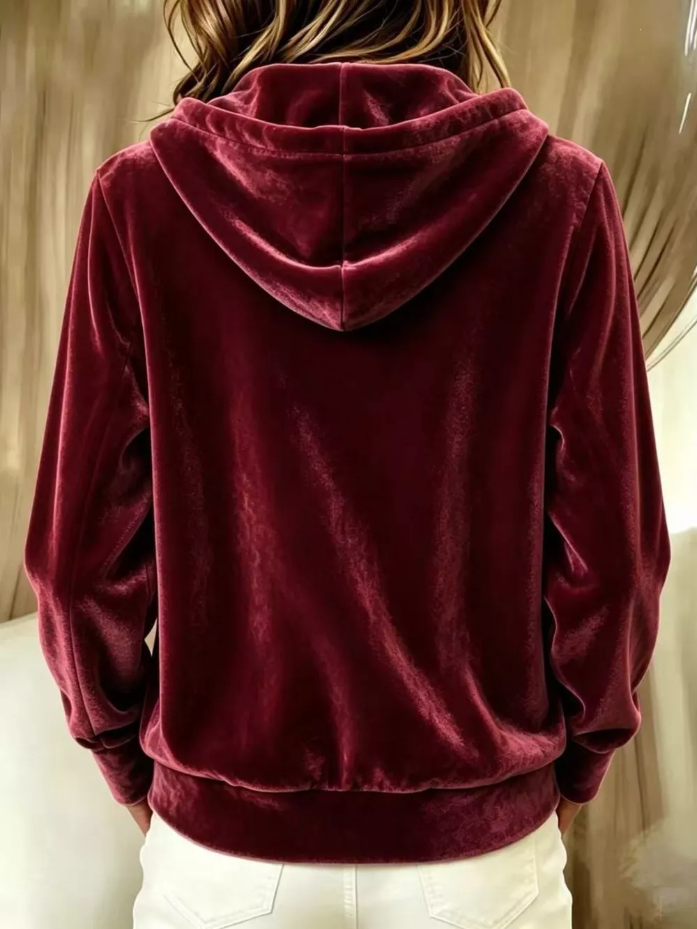 Full Size Velvet Button-Down Hooded Outerwear Plus Size, image 6