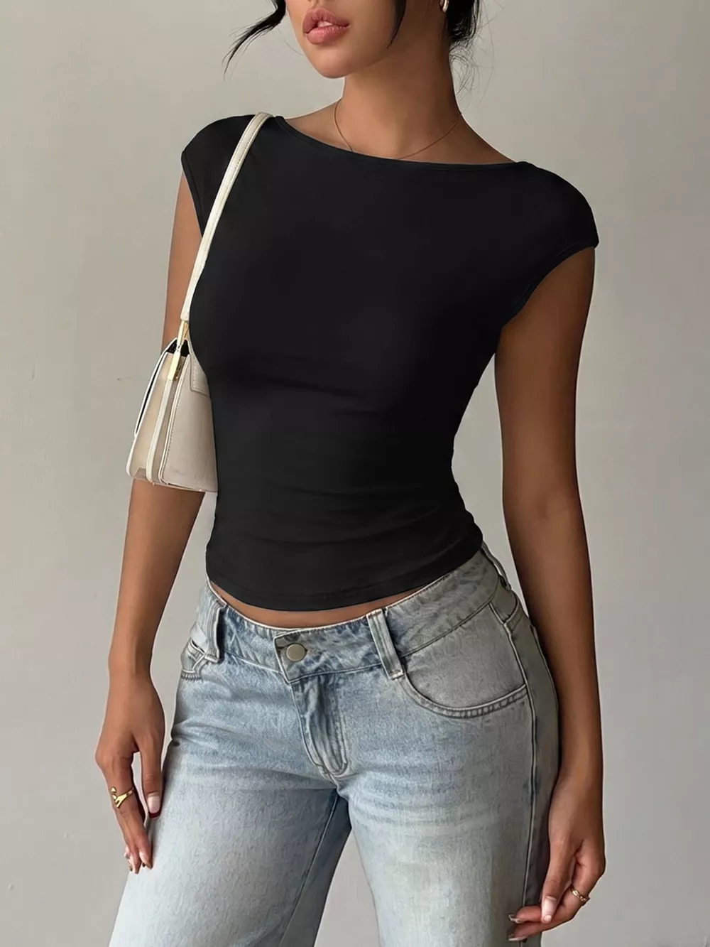 Lace Detail Cap-Sleeve T-Shirt, image 4