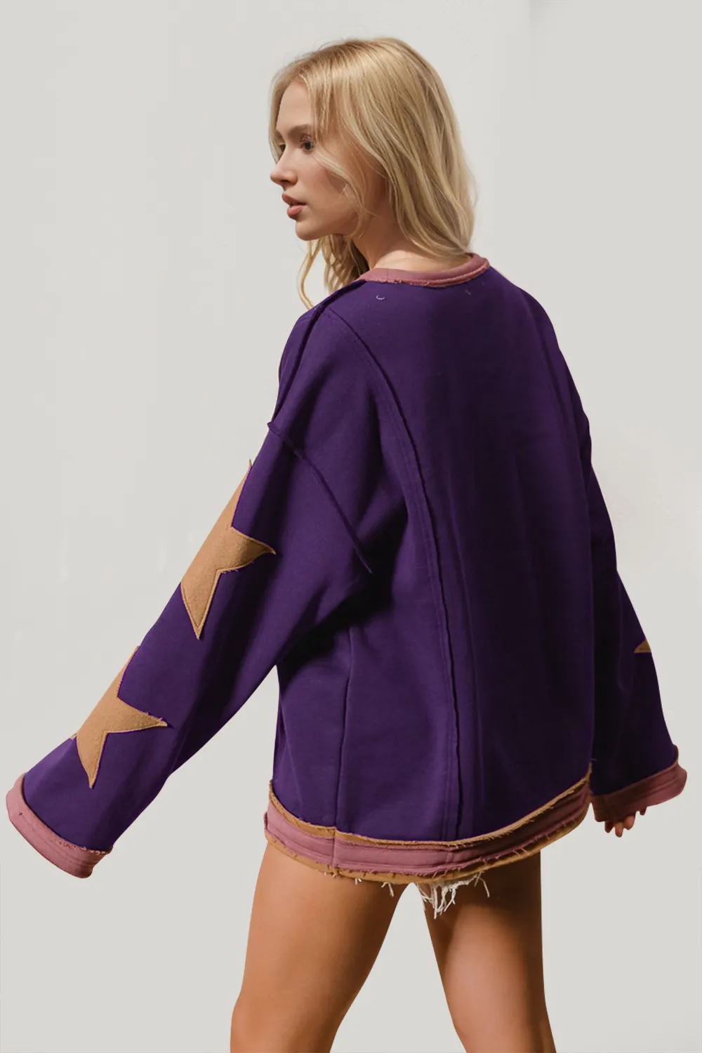 Star Patched Long Sleeve Sweatshirt, image 5