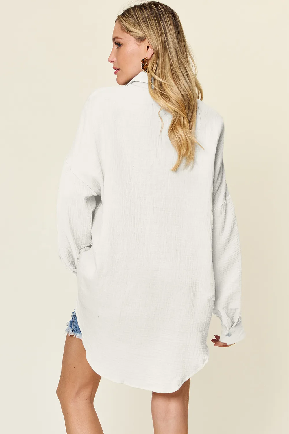 Full Size Pocketed Texture Button Up Shirt, image 15