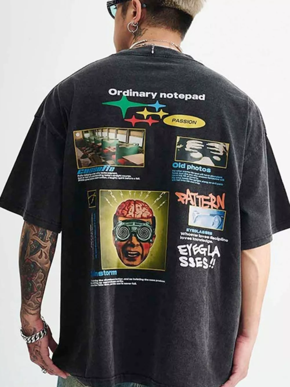 Men's Vintage Graphic Oversized Washed T-Shirt