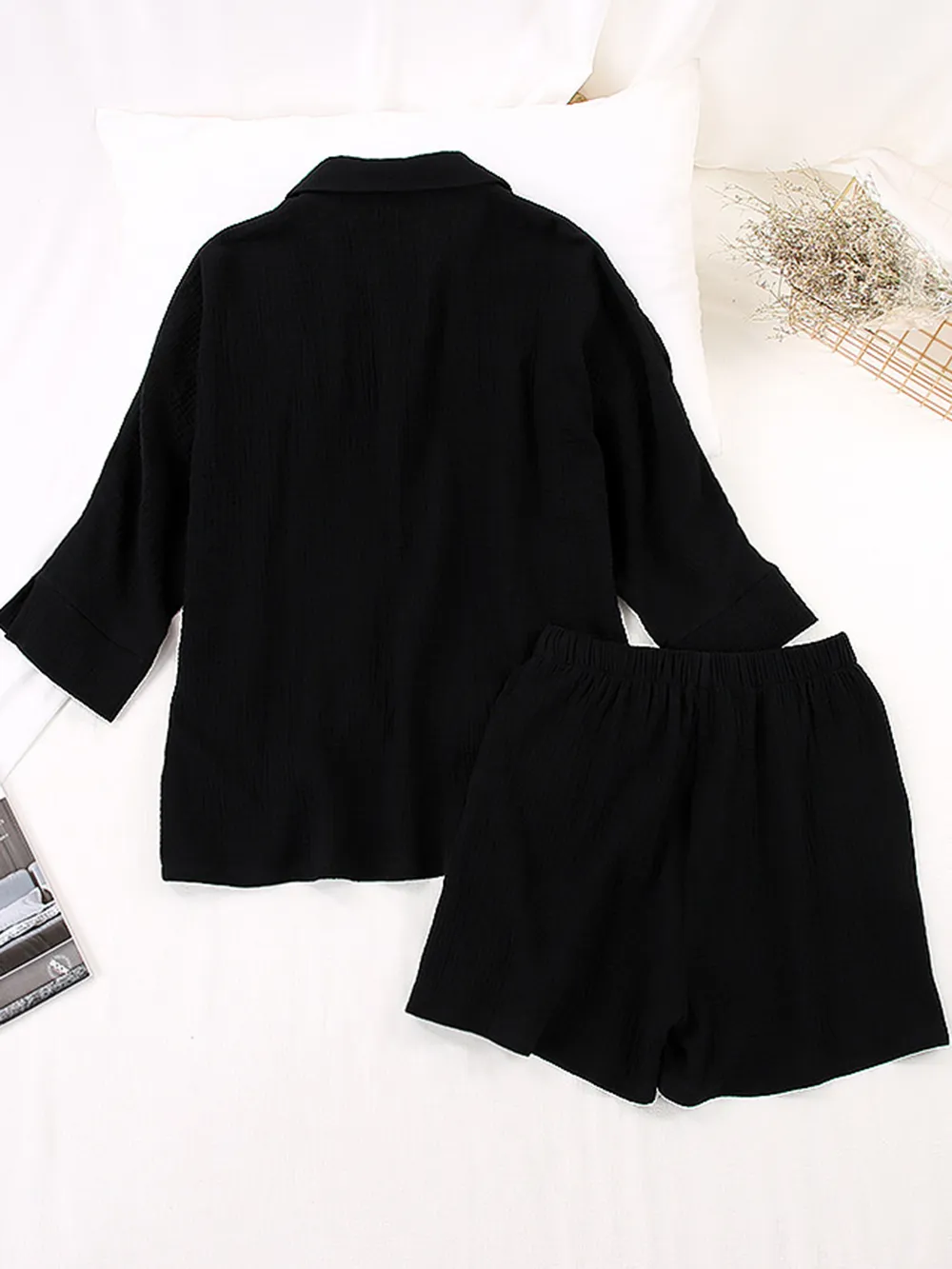 Texture Button Up Shirt and Shorts Set, image 12