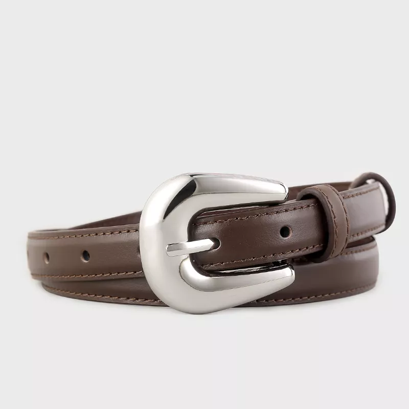 Leather Belt with Silver Buckle, image 7