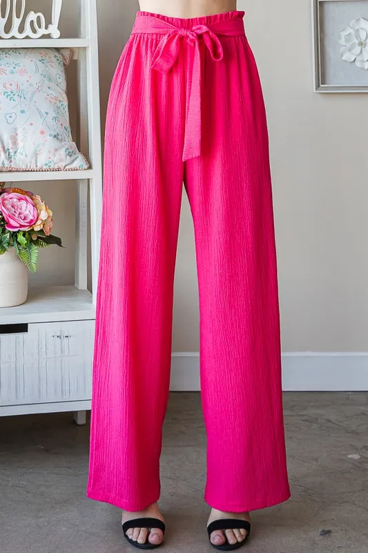 Full Size Front Tie Pants with Paperbag Waistband Plus Size, image 3