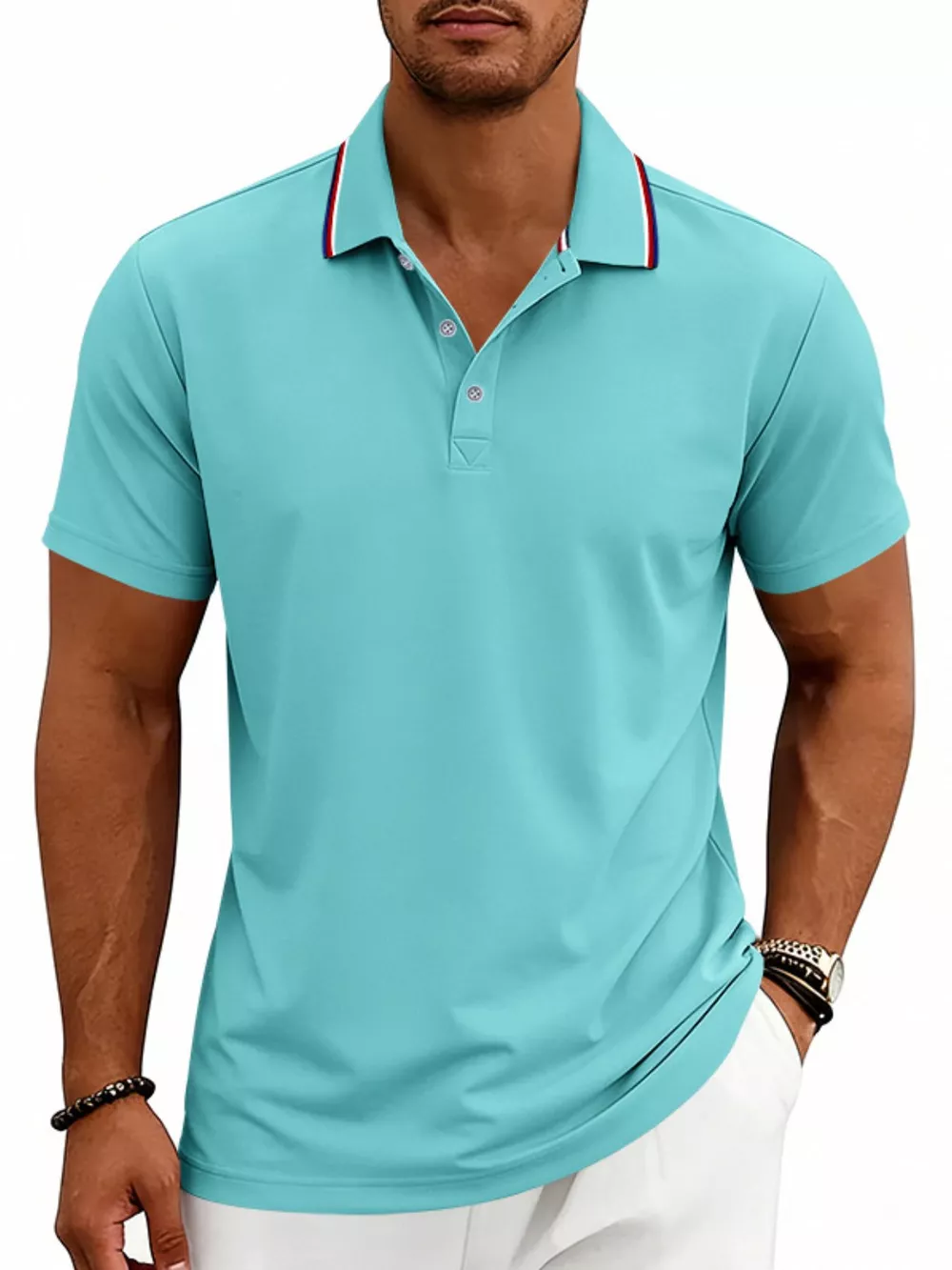 Men's Full Size Casual Button Detail Polo Plus Size, image 10