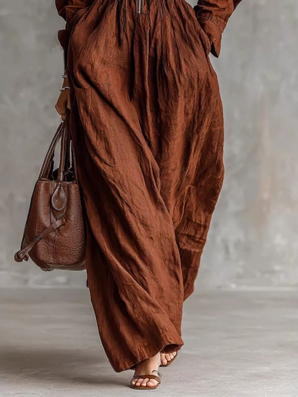 Zip-Front Long Sleeve Maxi Shirt Dress, image 6