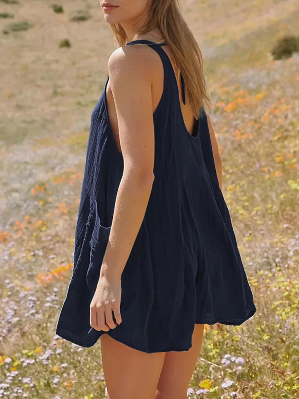 Tied Scoop Neck Wide Strap Mini Dress, image 12