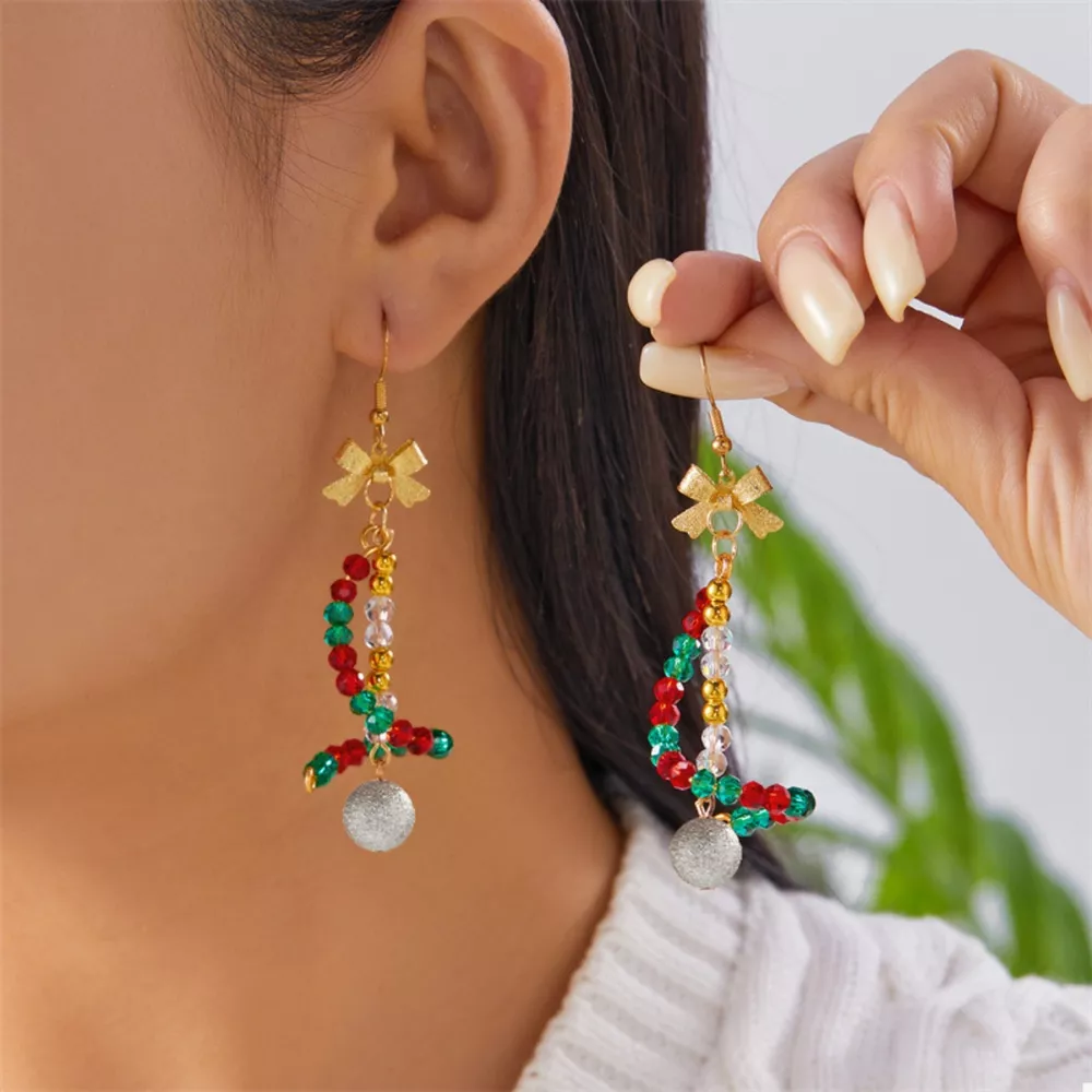 18K Gold-Plated Bead Bow Earrings, image 5