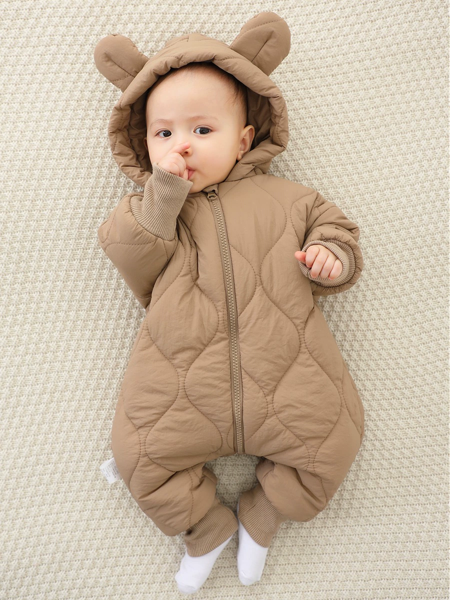 Children's Zip Front Hooded Padded One-Piece, image 2