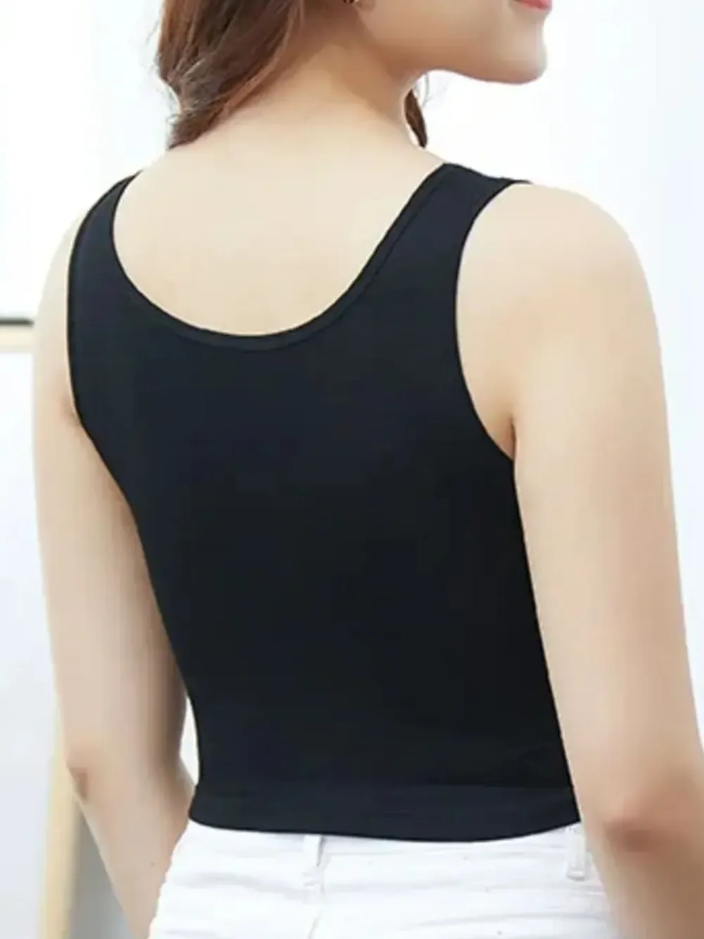 Scoop Neck Cropped Tank Top, image 4