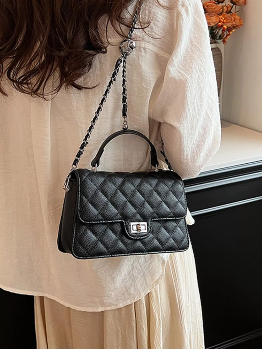 Quilted Chain Strap Crossbody Bag, image 10