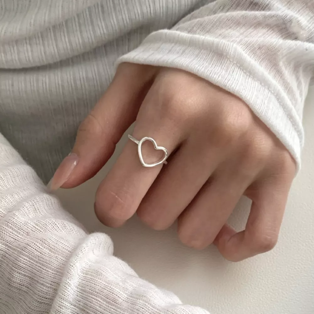 925 Sterling Silver Heart Open Ring, image 3