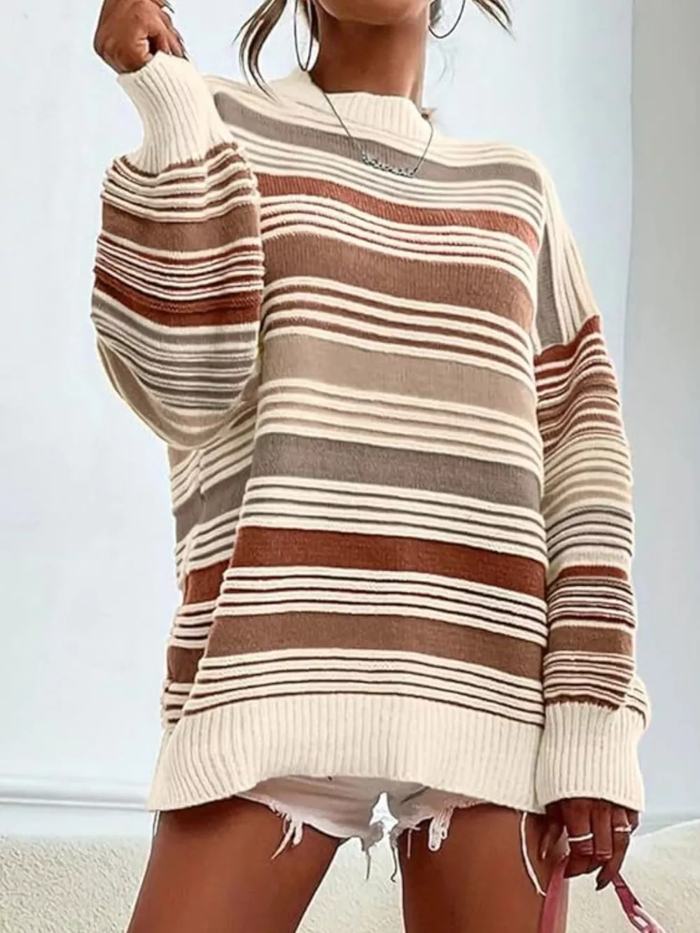 Striped Knit Long Sleeve Sweater, image 15