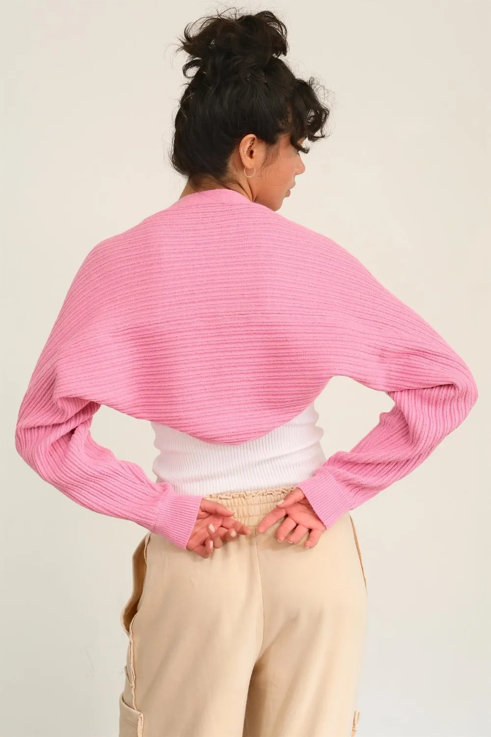 Ribbed Knit Bolero Cardigan, image 2