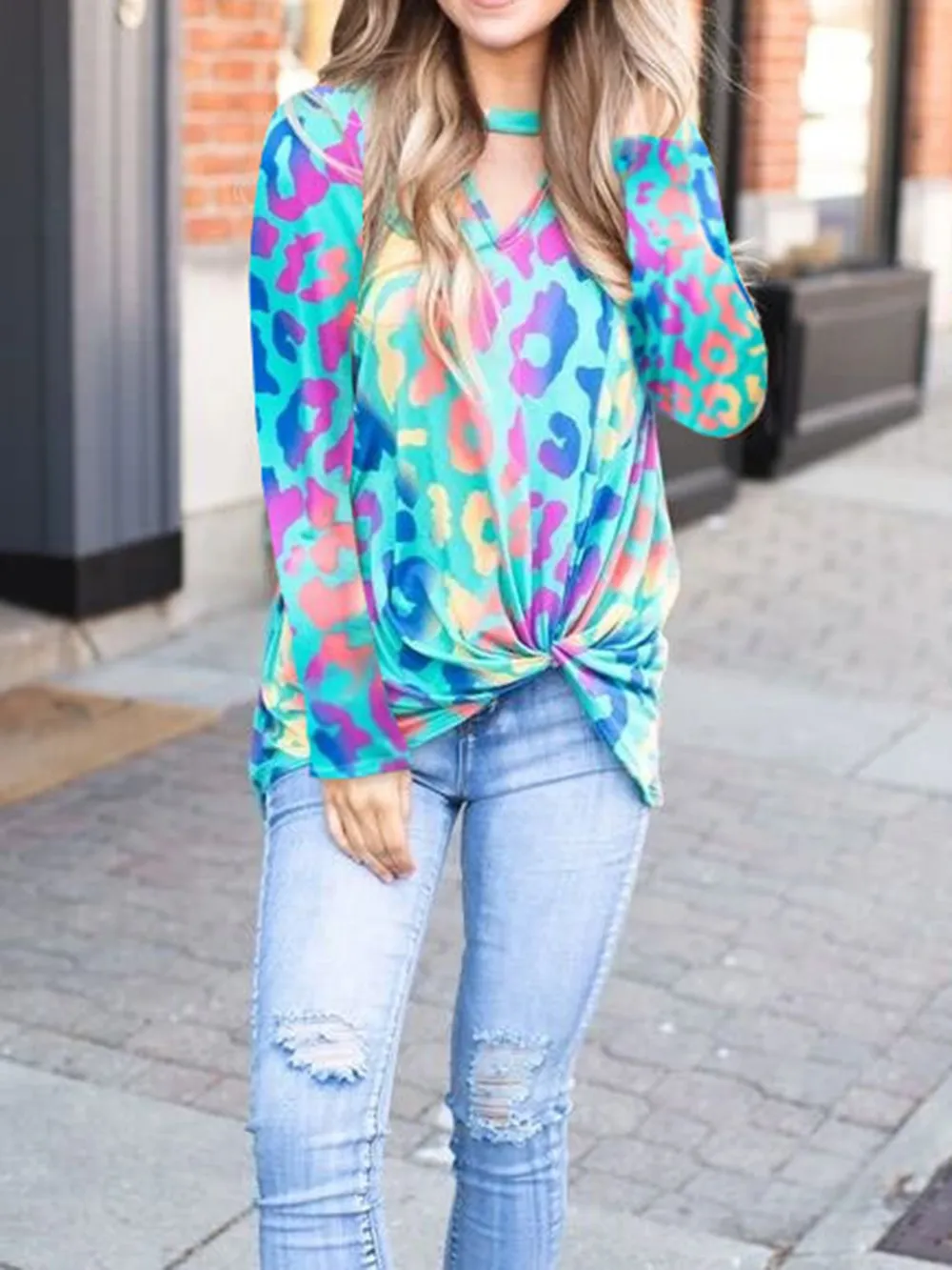 Cutout Round Neck Long Sleeve T-Shirt, image 7