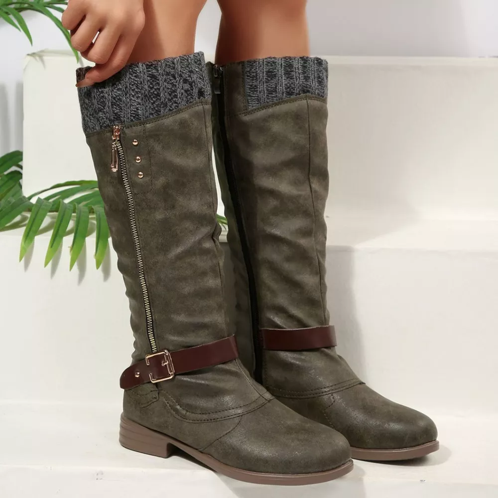Round Toe Block Heels Boots, image 30