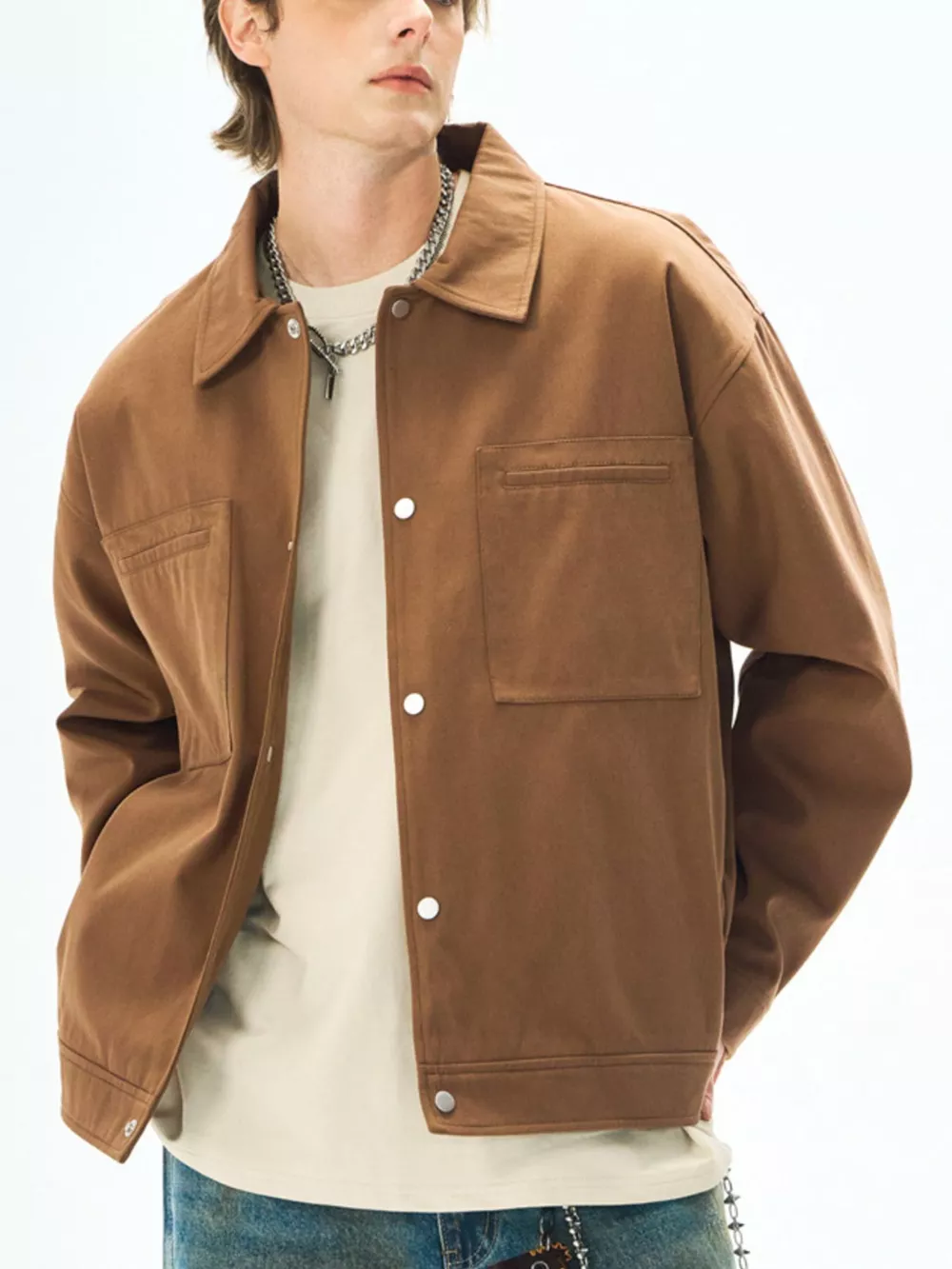 Men's Plus Size Casual Snap Down Jacket, image 3