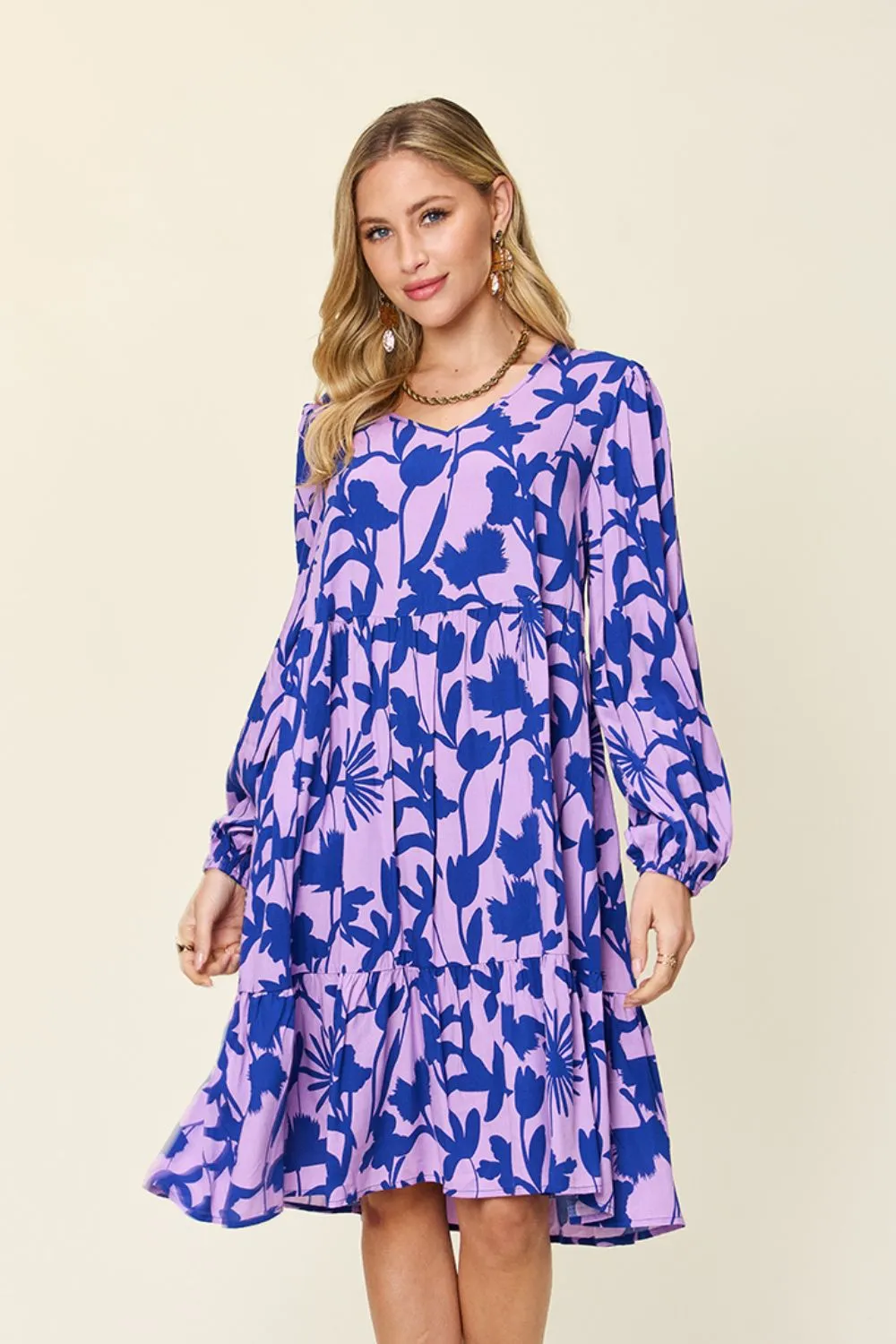 Full Size Printed Ruffle Hem Dress with Pocket, image 28