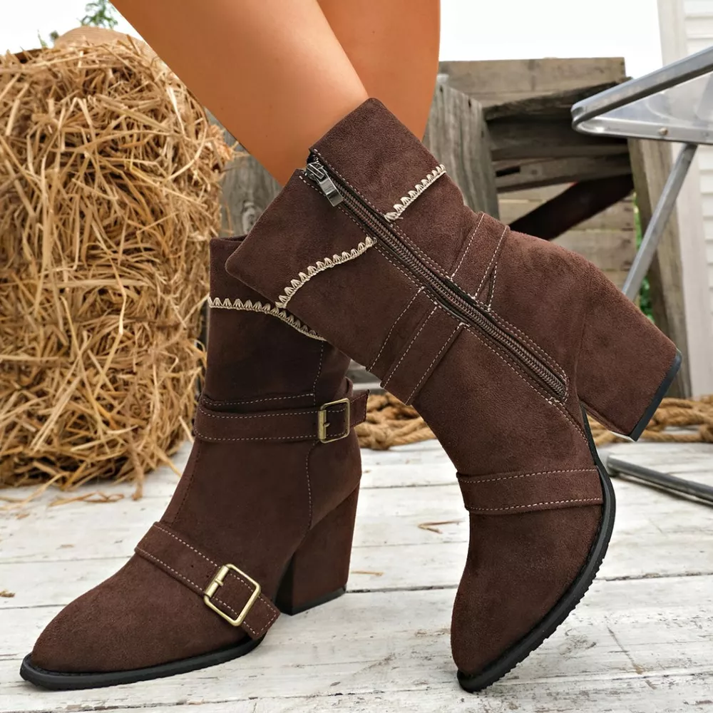 Point Toe Block Heels Boots, image 5