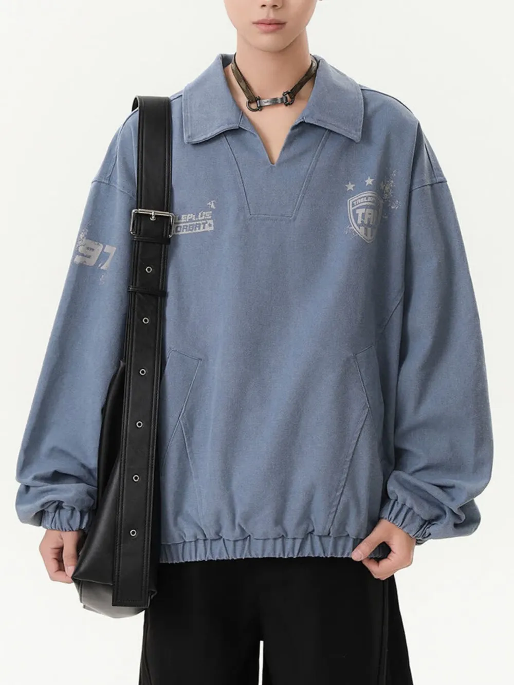 Men's Collared Neck Long Sleeve Sweatshirt, image 5