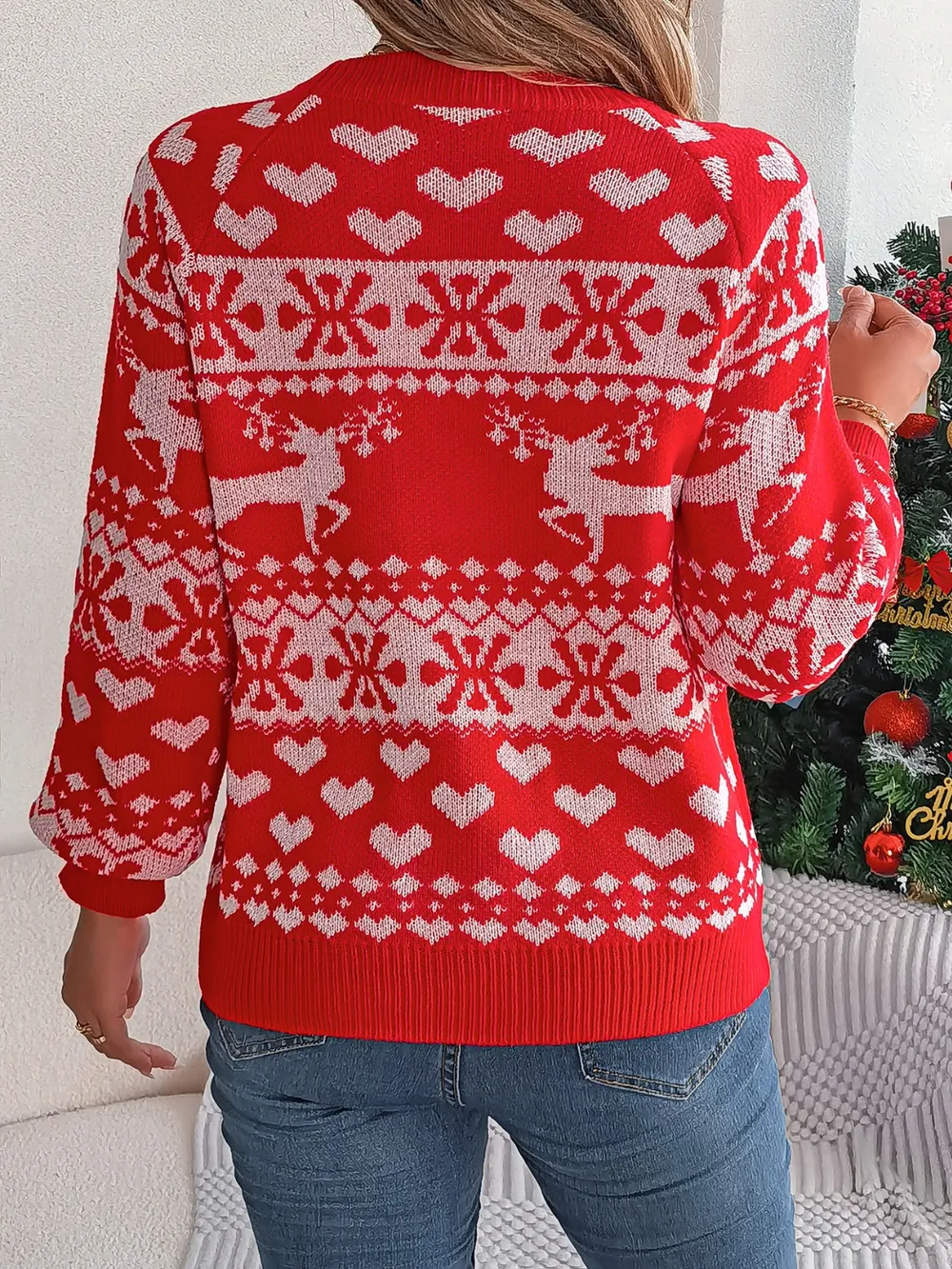 Christmas Element Round Neck Long Sleeve Sweater, image 15