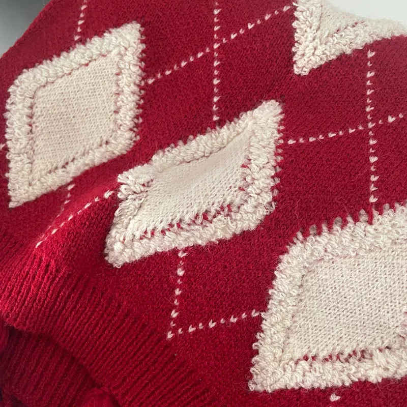 Diamond Pattern Knitted Tassel Scarf, image 4