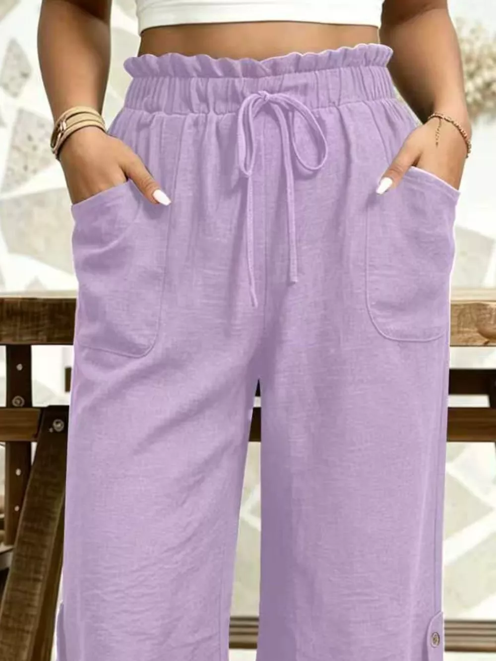 High-Waisted Drawstring Capris, image 17