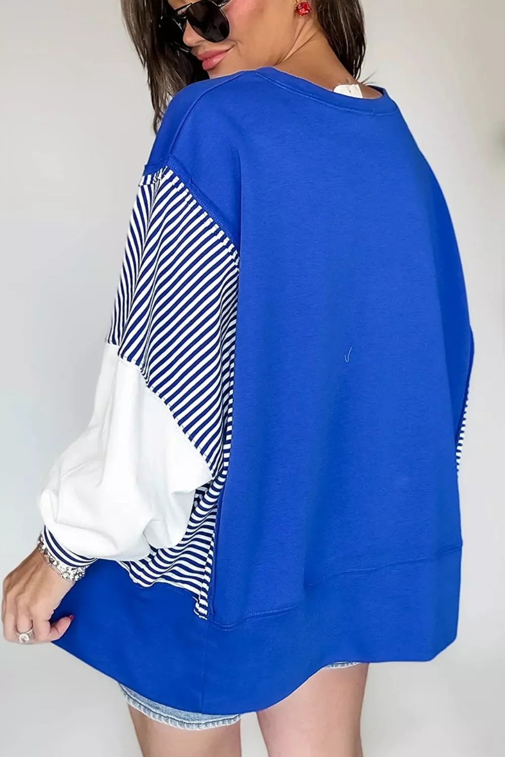 Leopard and Striped Patchwork Sleeves Sweatshirt, image 11