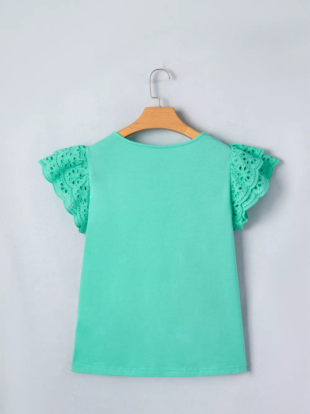 Eyelet Lace Ruffled Cap Sleeve Top, image 5