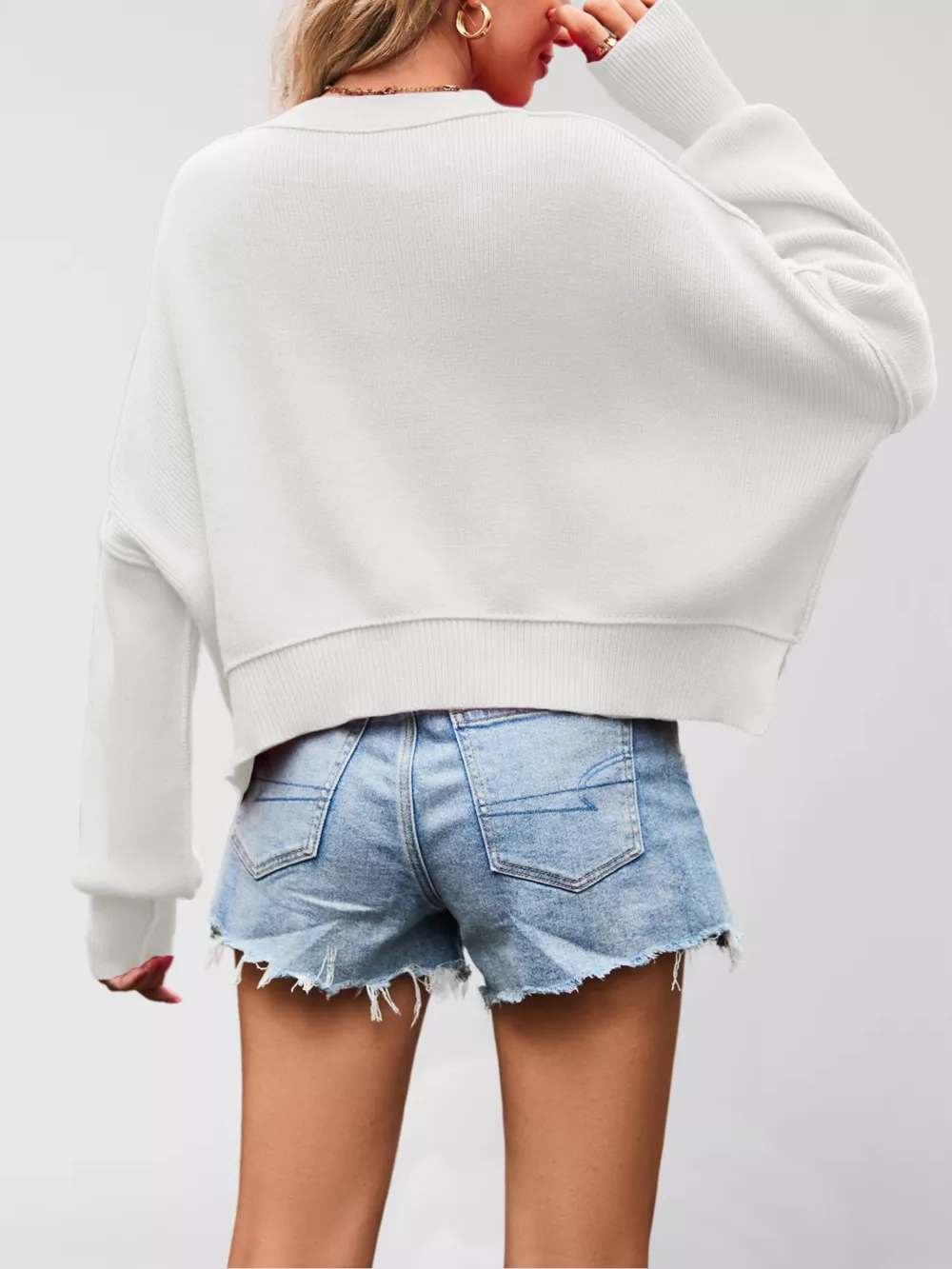 Round Neck Dropped Shoulder Sweater, image 13