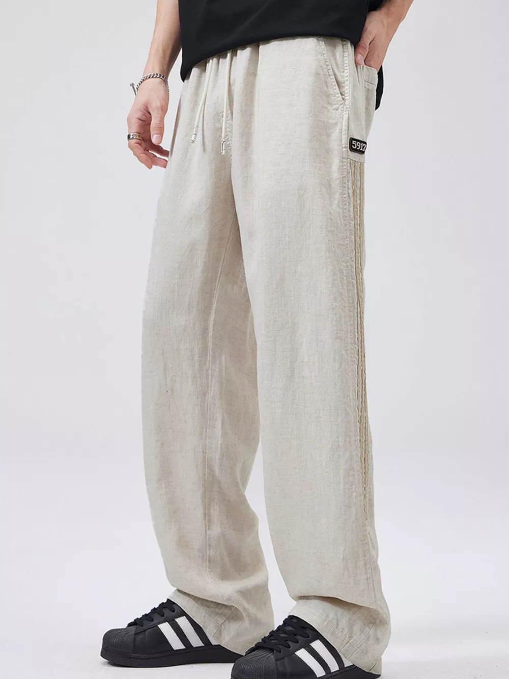 Men's Full Size Casual Loose-Fit Drawstring Pants Plus Size