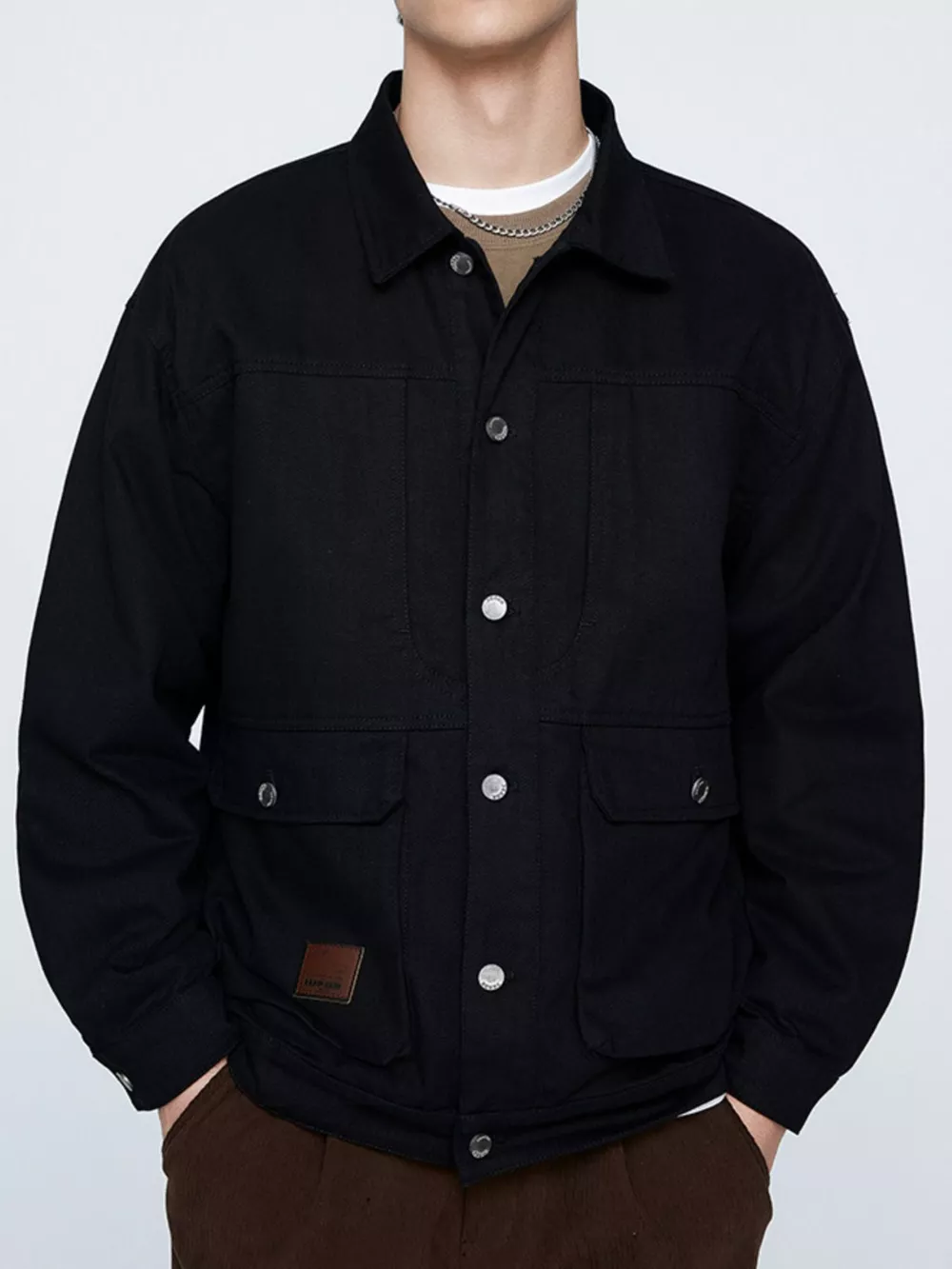 Men's Plus Size Button Up Long Sleeve Jacket, image 4